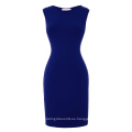 Belle Poque Stock Mujeres Slim Fit sin mangas High Stretchy Hips-Wrapped Spandex vestido de lápiz azul real BP000153-3